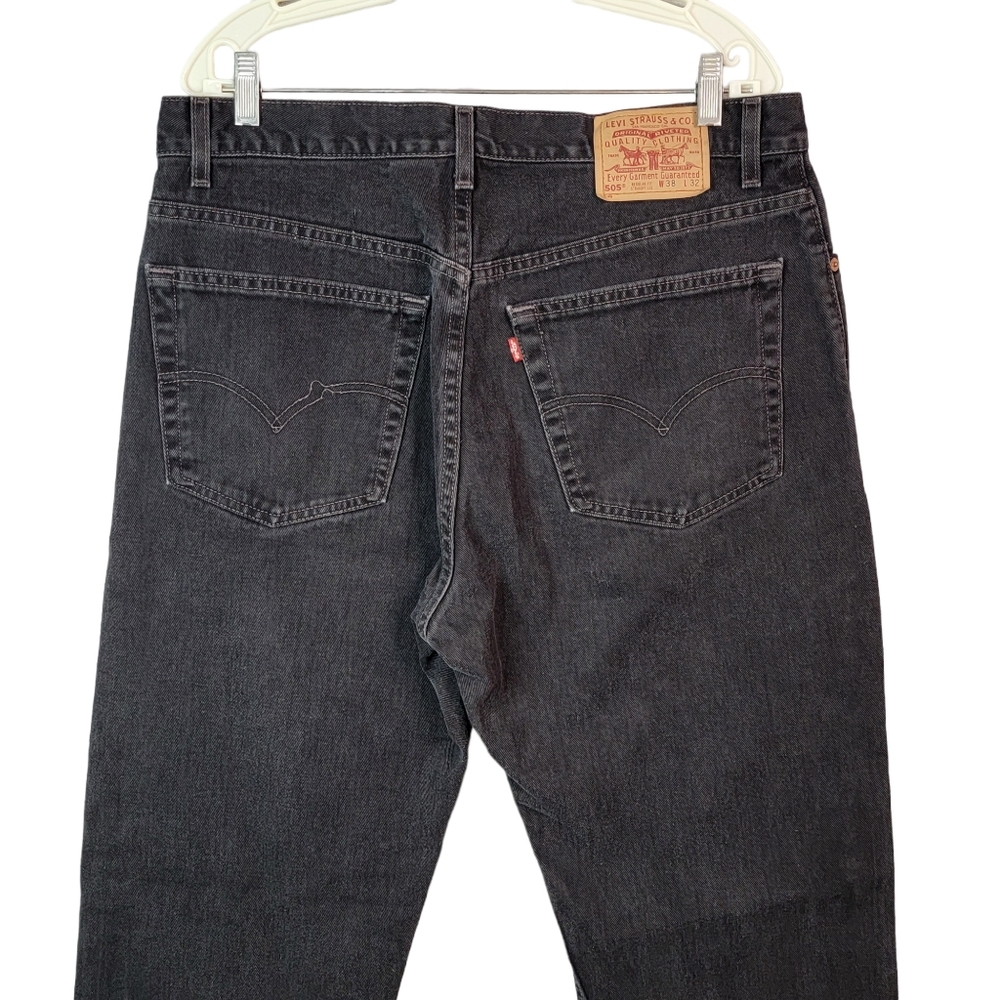 Levi's 505 Vintage Y2K Made in USA Denim Dark Wash Black Jeans Men's 38x32 - Picture 8 of 14
